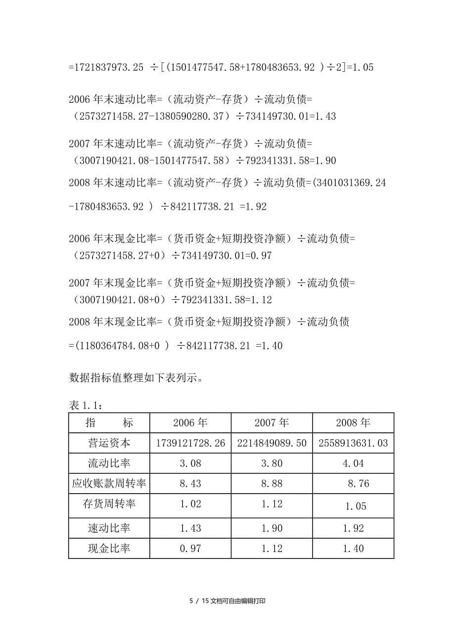 北京同仁堂股份有限公司财务报表偿债能力分_第5页