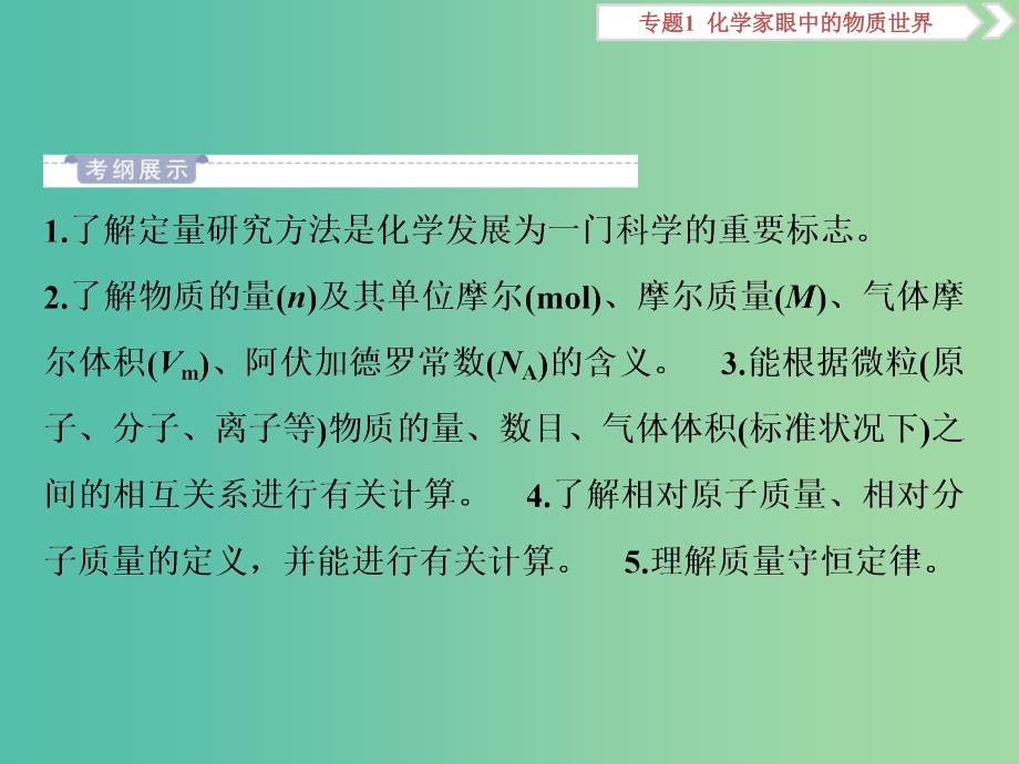 2019届高考化学总复习专题1化学家眼中的物质世界第二单元物质的量物质的聚集状态课件苏教版.ppt_第2页