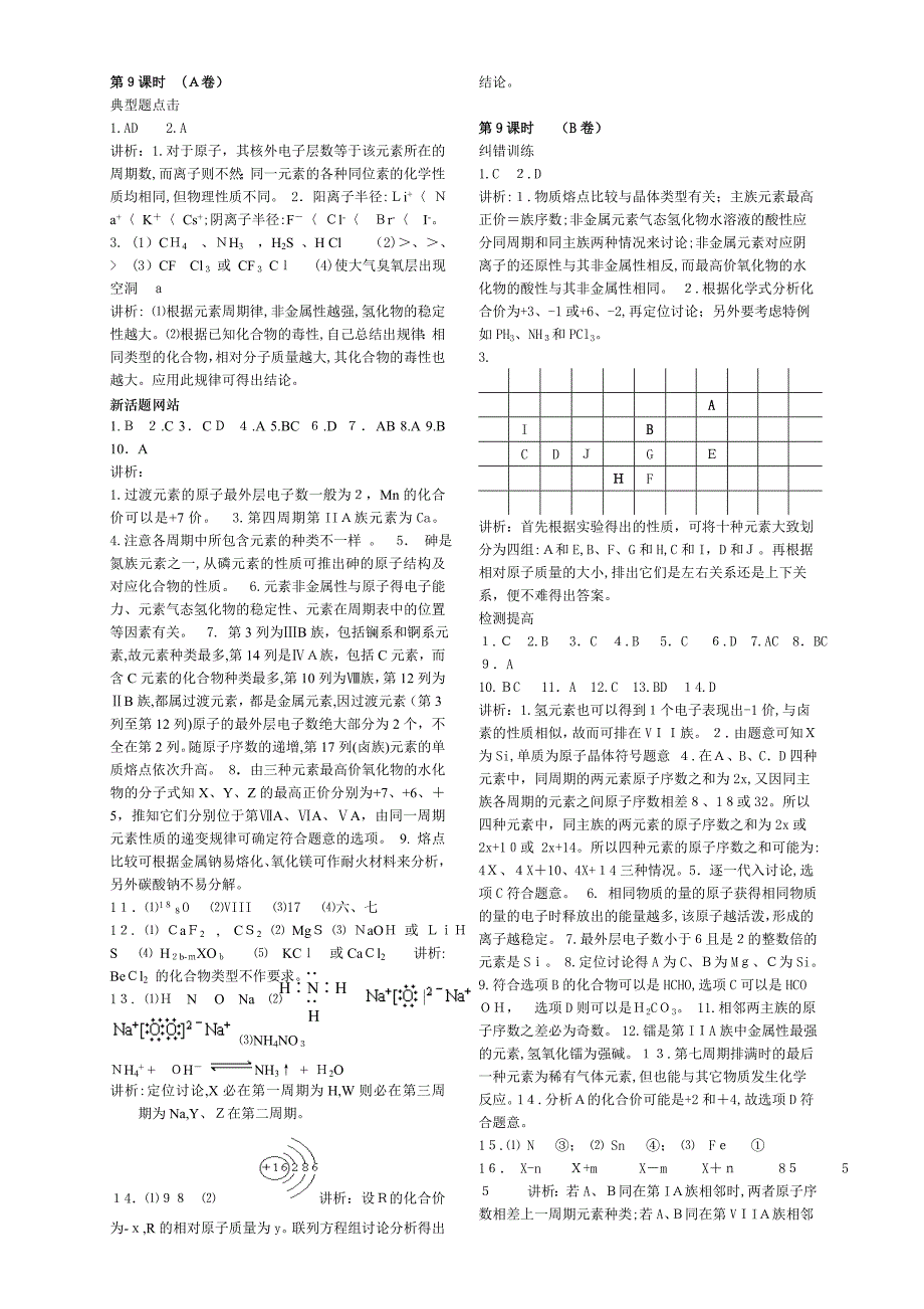 高三化学140分突破第一轮复习资料50课时打包第9课时答案和讲析高中化学_第1页