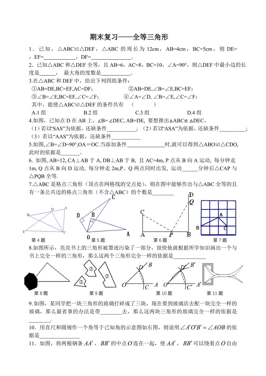 期末复习全等三角形_第1页