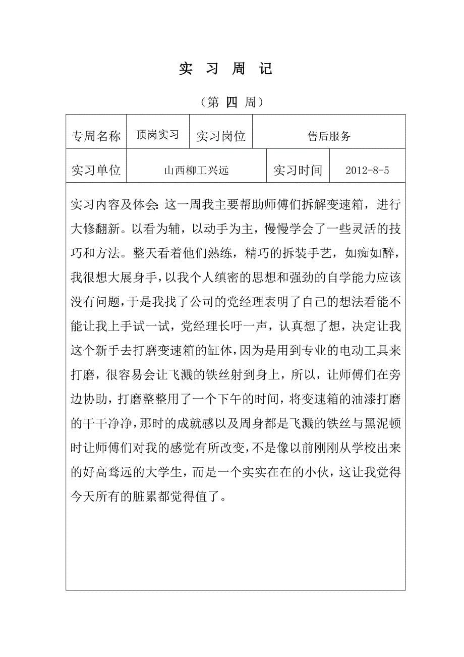 工程机械顶岗实习周记29篇_第5页