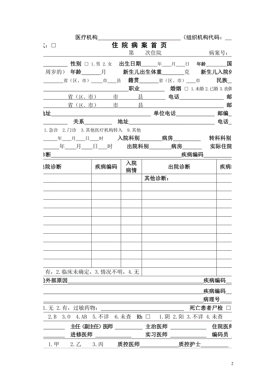 卫生部修订住院病案首页的2012.doc_第2页