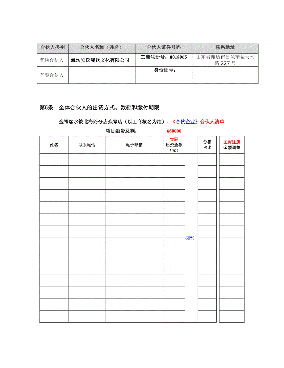 金福客水饺北海路分店众筹店合伙协议_第3页