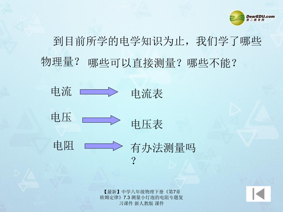 最新八年级物理下册第7章欧姆定律7.3测量小灯泡的电阻专题复习_第2页