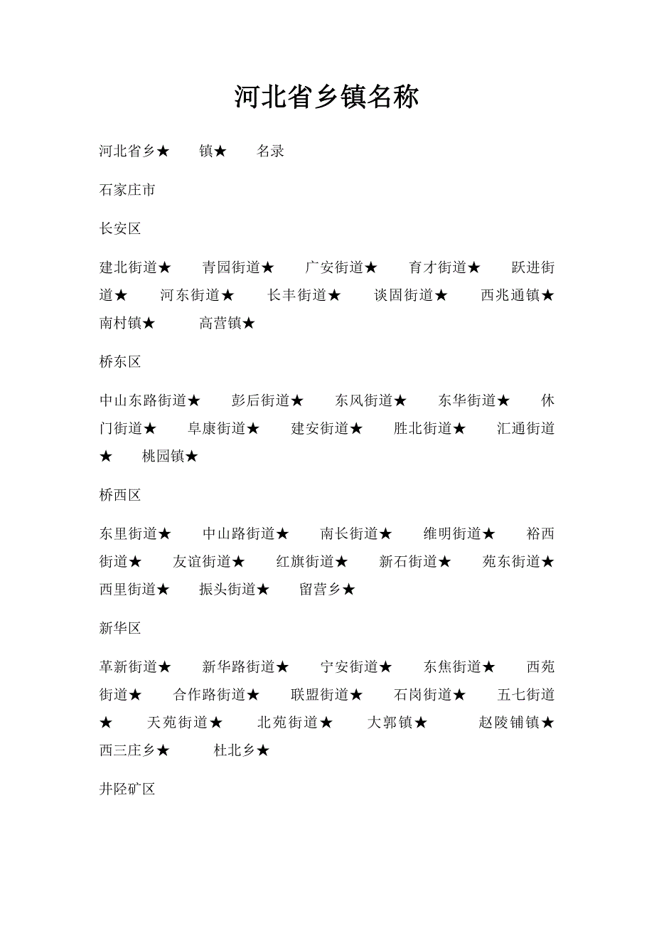 河北省乡镇名称_第1页