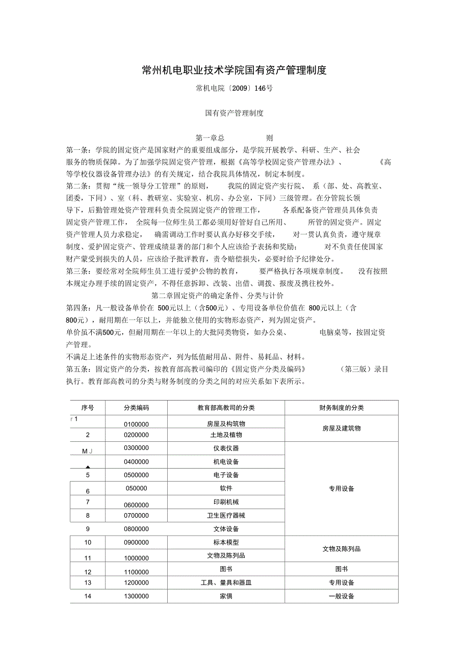 常州机电职业技术学院国有资产管理制度知识讲解_第1页