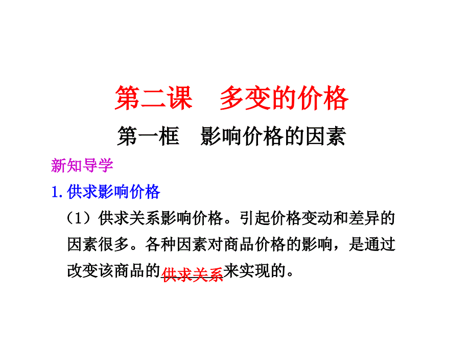 第一框--影响价格的因素课件_第1页