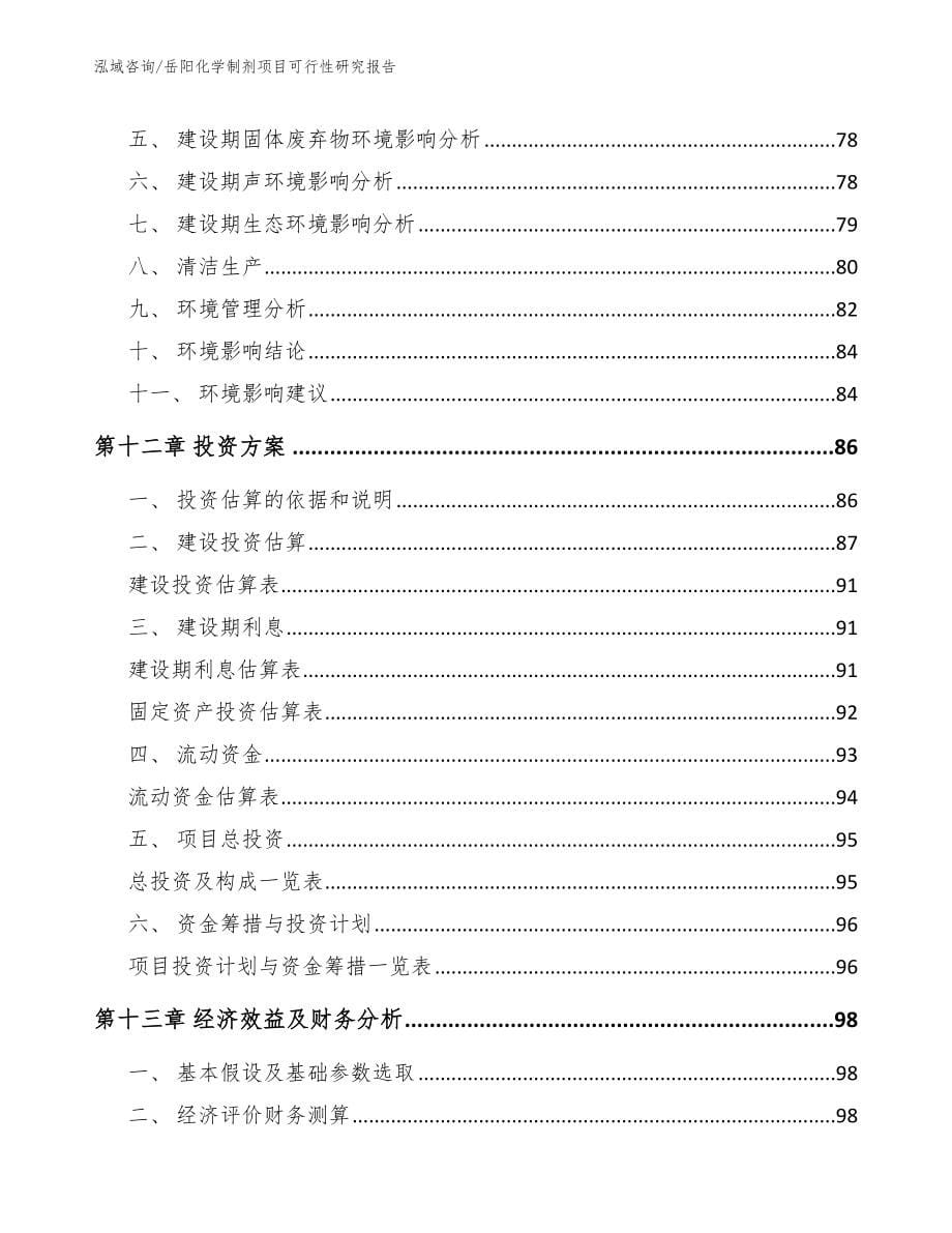 岳阳化学制剂项目可行性研究报告_第5页