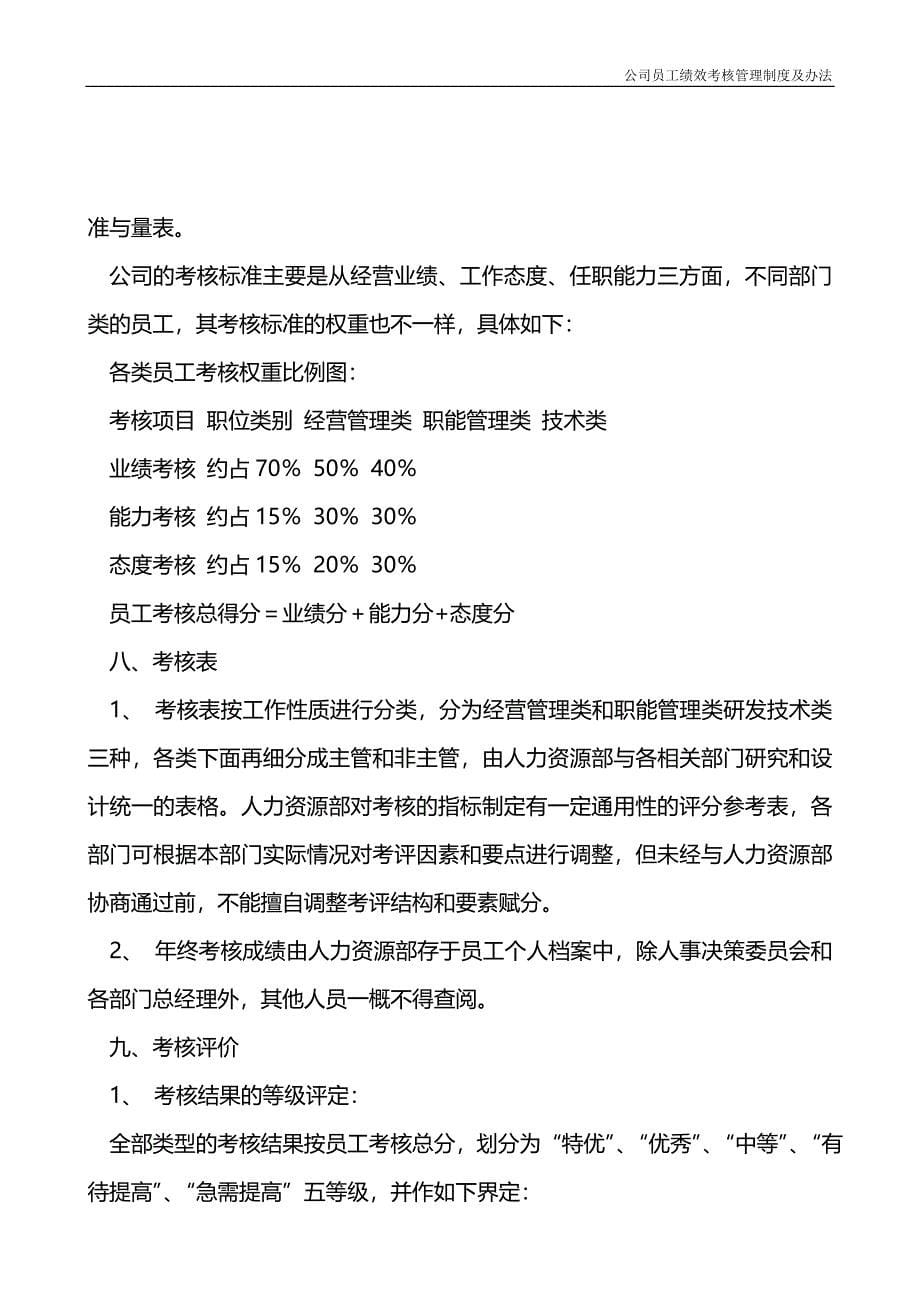 公司员工绩效考核管理制度及办法_第5页