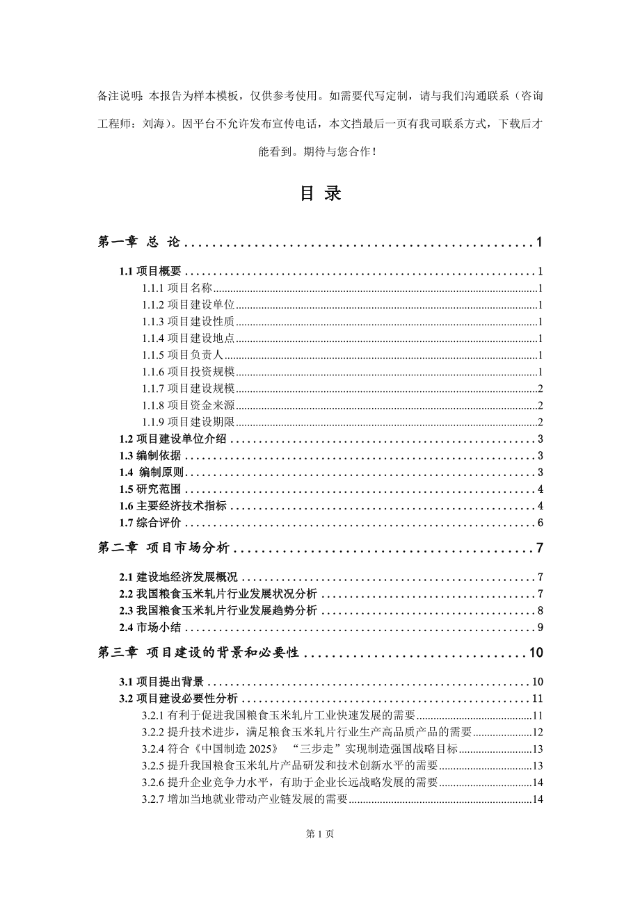 粮食玉米轧片项目可行性研究报告模板-备案审批_第2页