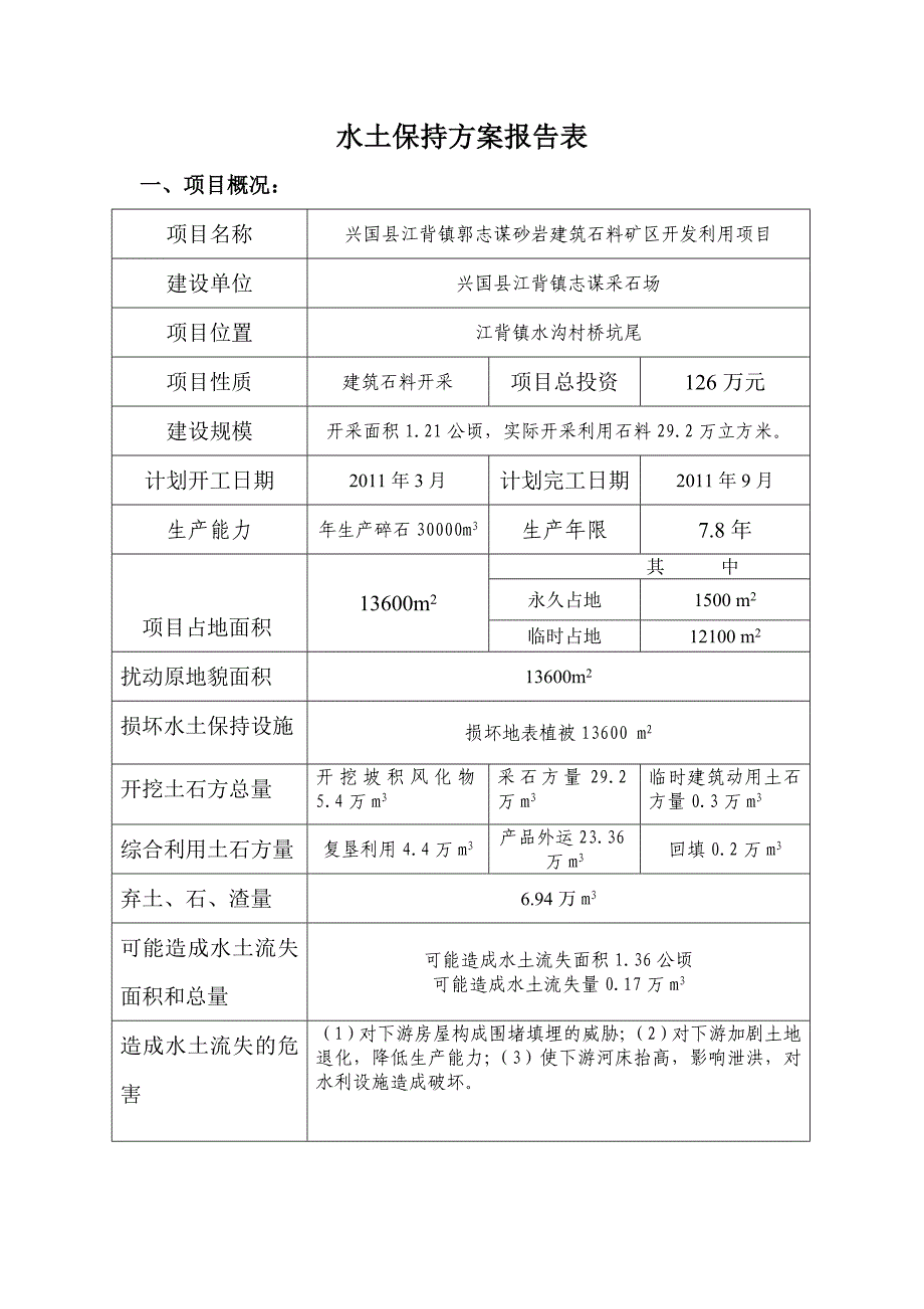 江背志谋采石场水土保持方案报告表_第2页