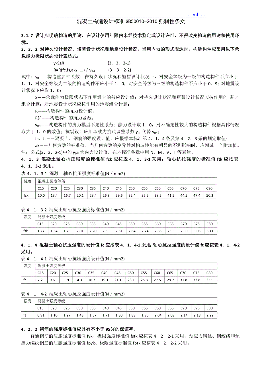 混凝土结构设计规范强制性条文_第1页