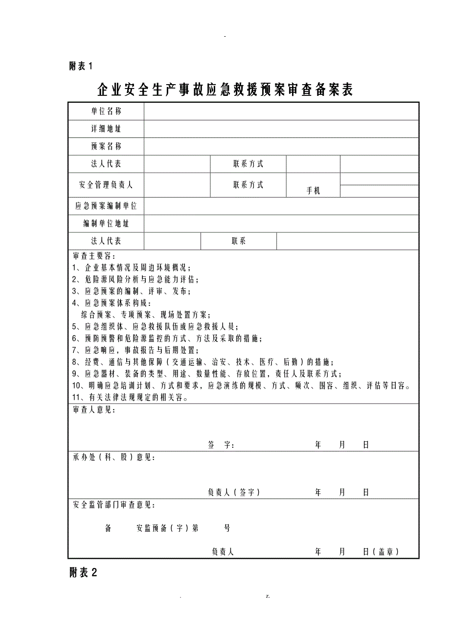 应急救援预案各种表格_第1页