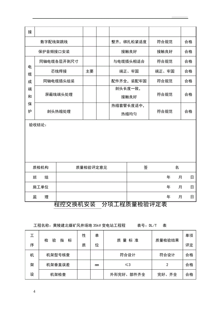 通信系统设备安装单位工程质量验收评定表10641_第4页