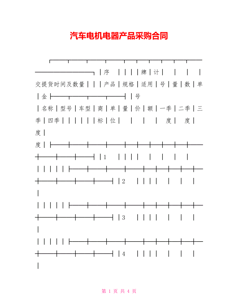 汽车电机电器产品采购合同_第1页