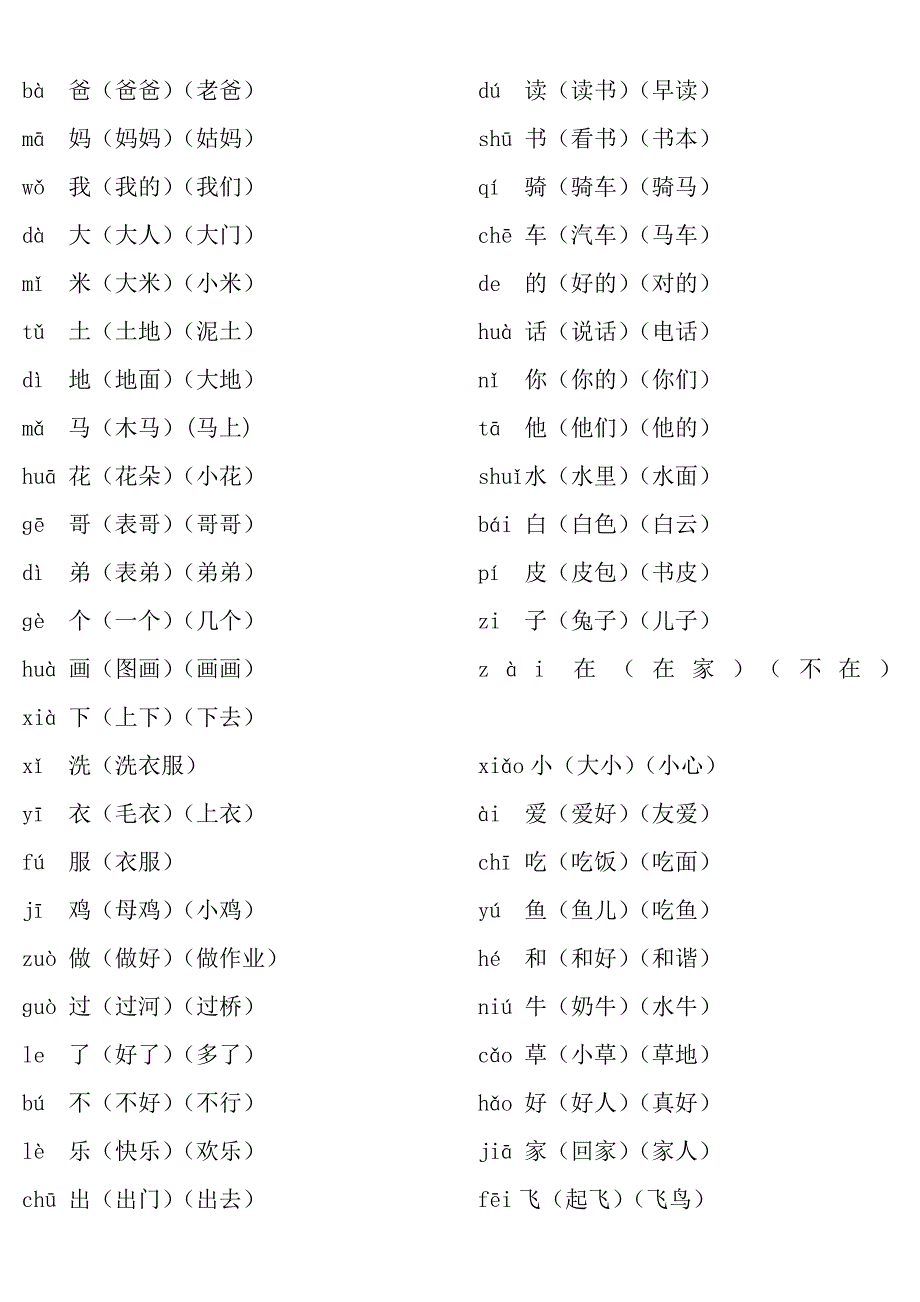 人教版一年级上册语文生字表_第1页