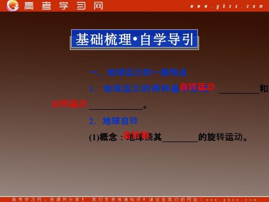 高中地理备课必备：第一章第三节第一课时《地球运动的一般特点太阳直射点的移动》精品课件 新人教必修1_第5页