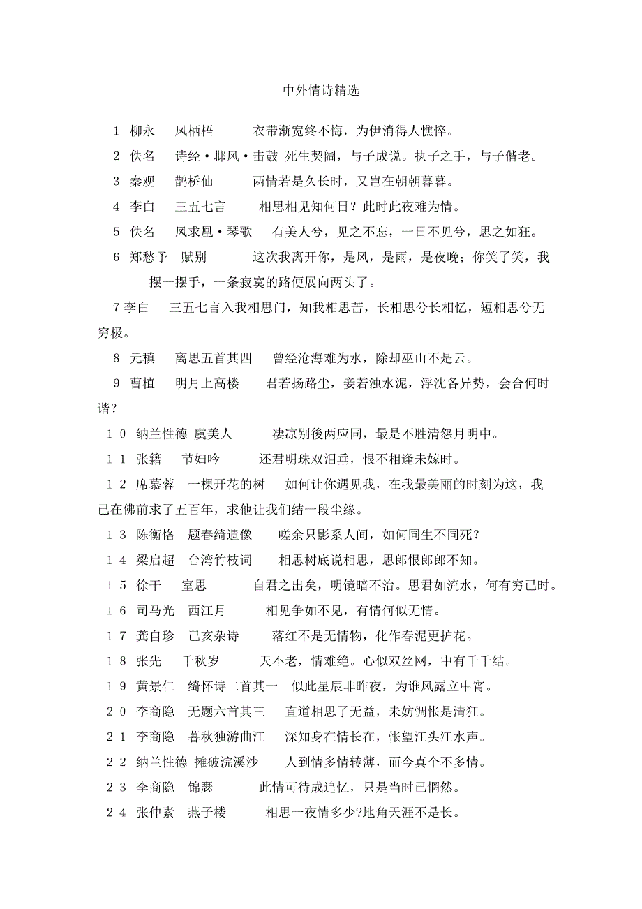 经典爱情诗歌精选经典爱情诗歌精选_第1页
