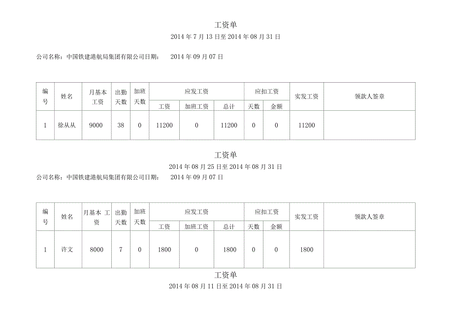 工资单模板(样本)_第1页