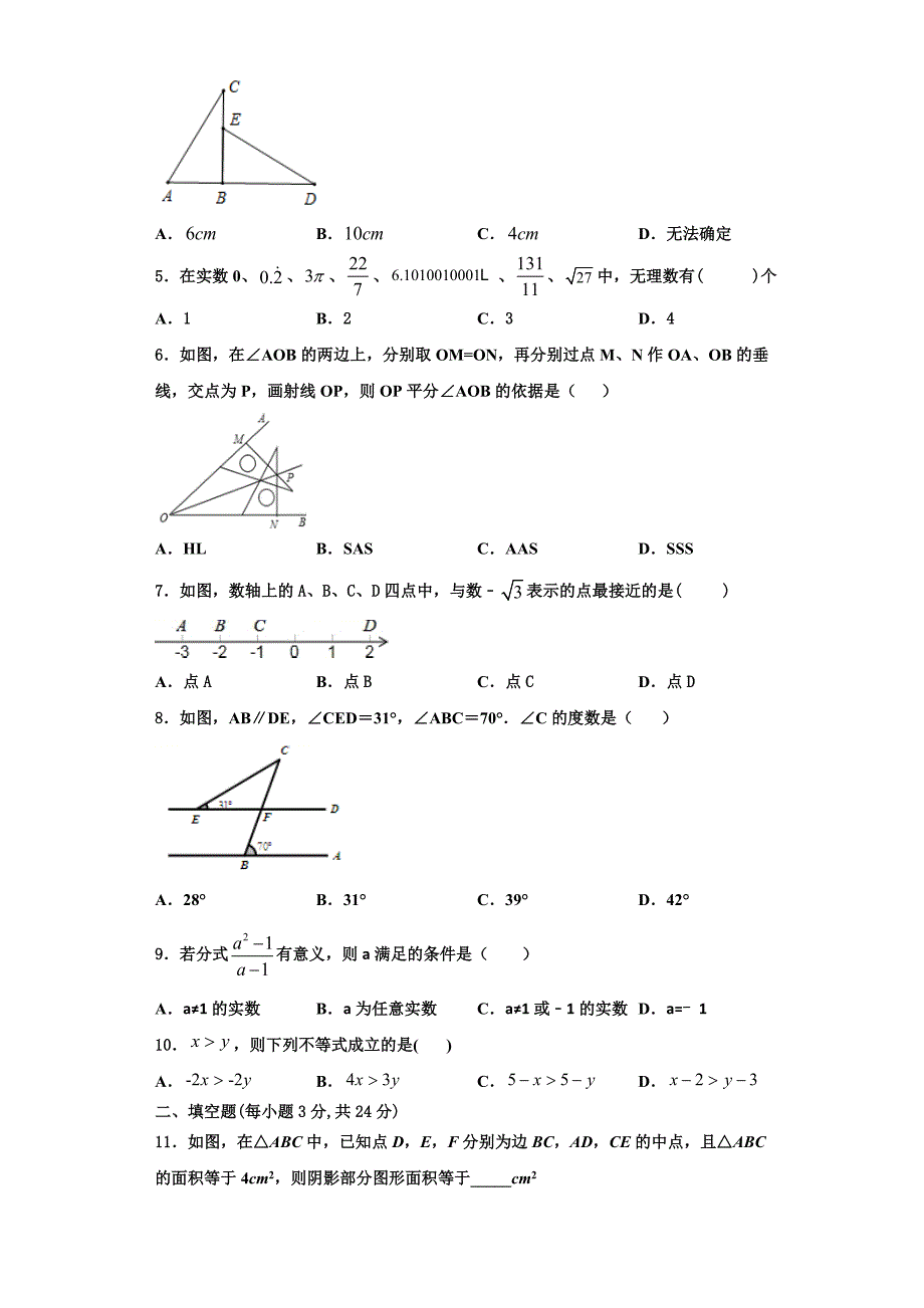 2023学年河南省宝丰数学八上期末复习检测模拟试题含解析.doc_第2页