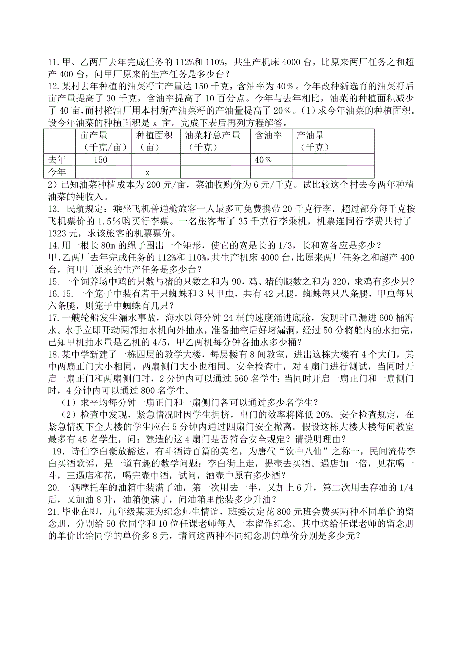 一元一次方程题集（自己整理）.doc_第2页