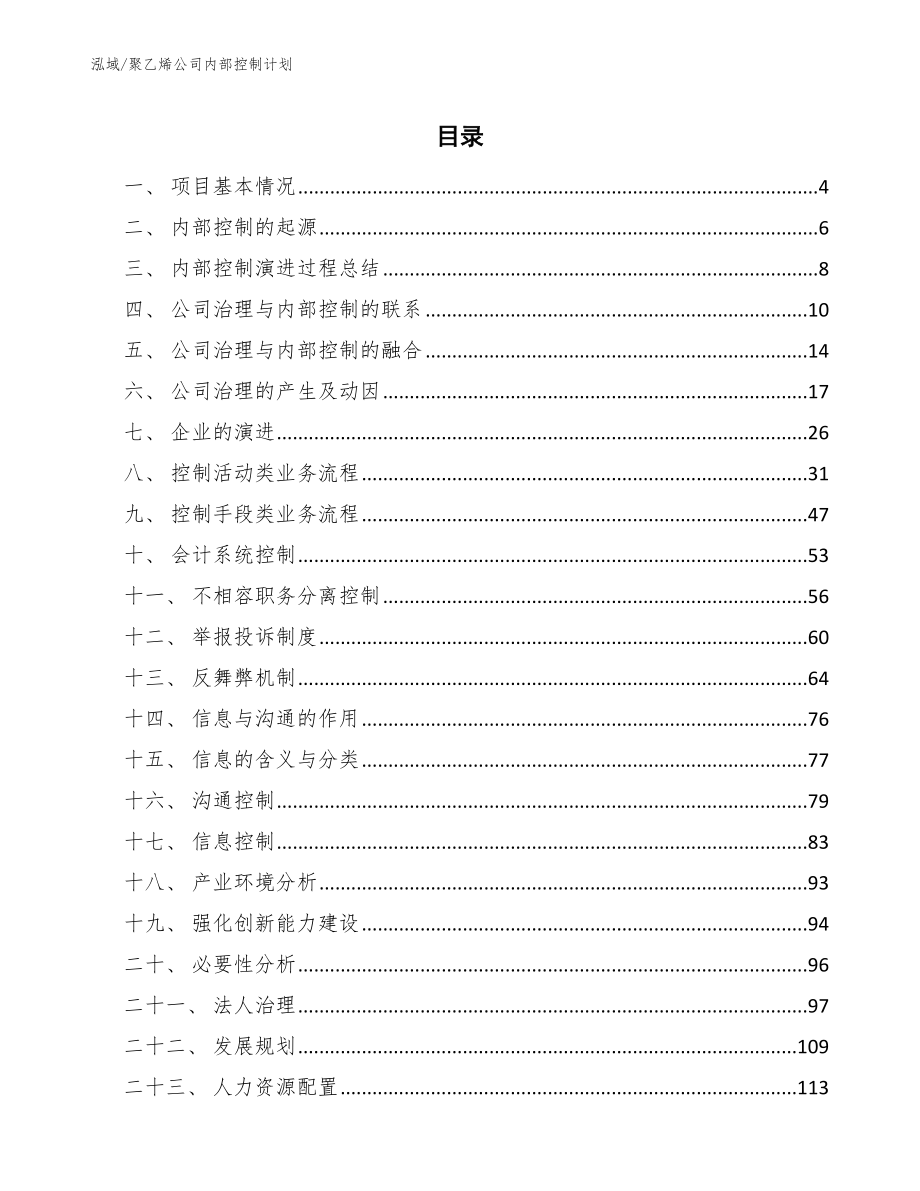 聚乙烯公司内部控制计划【范文】_第2页