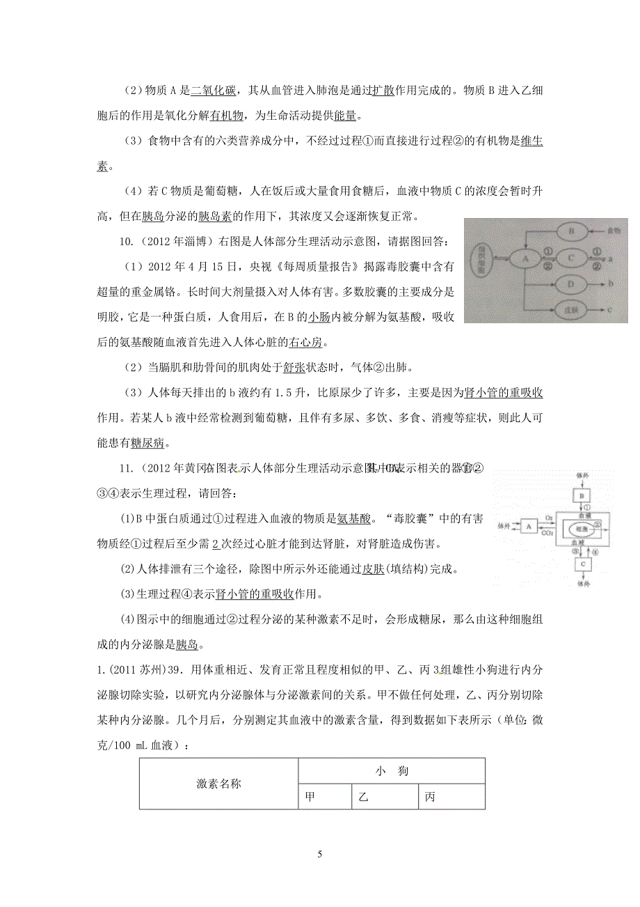 中考生物试题分考点汇编-----人体的新陈代谢.doc_第5页