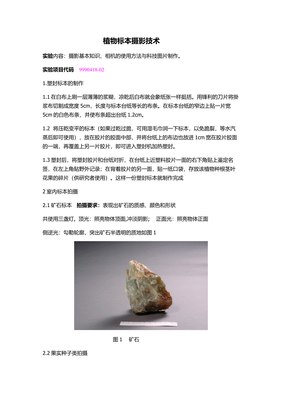 植物标本拍摄文档.doc_第1页