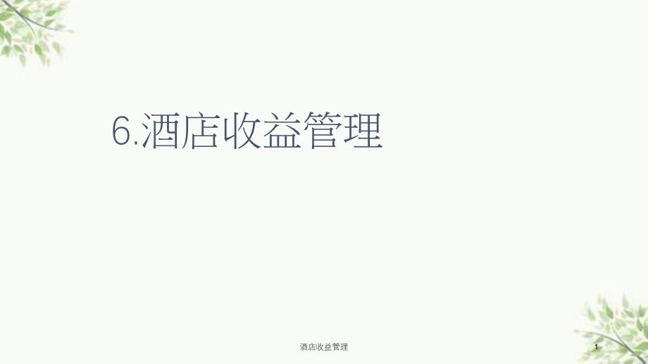 酒店收益管理课件_第1页