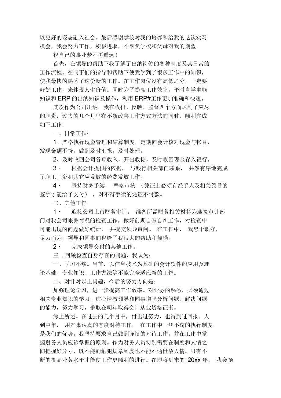 出纳顶岗实习报告范文_第4页