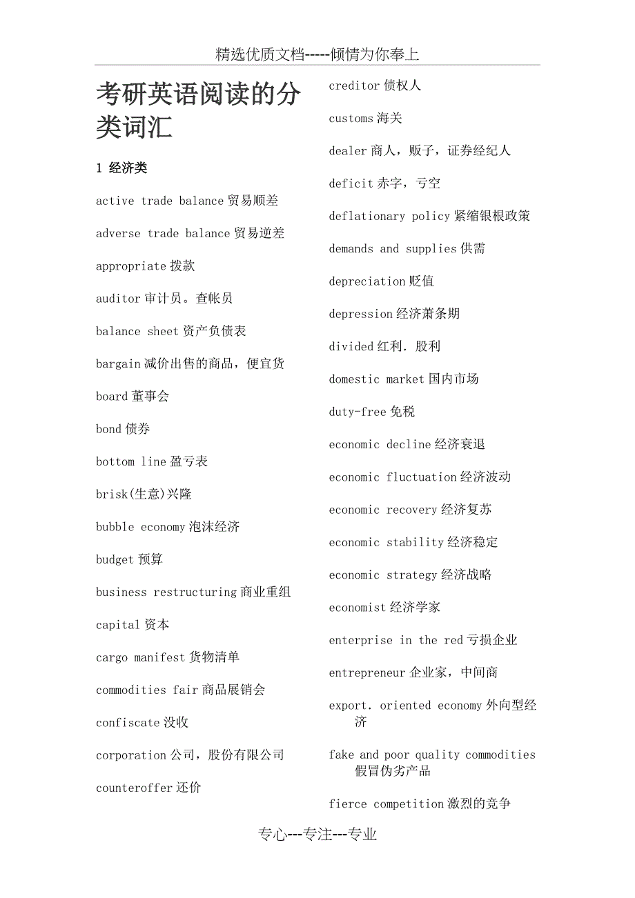考研英语阅读分类词汇(共9页)_第1页