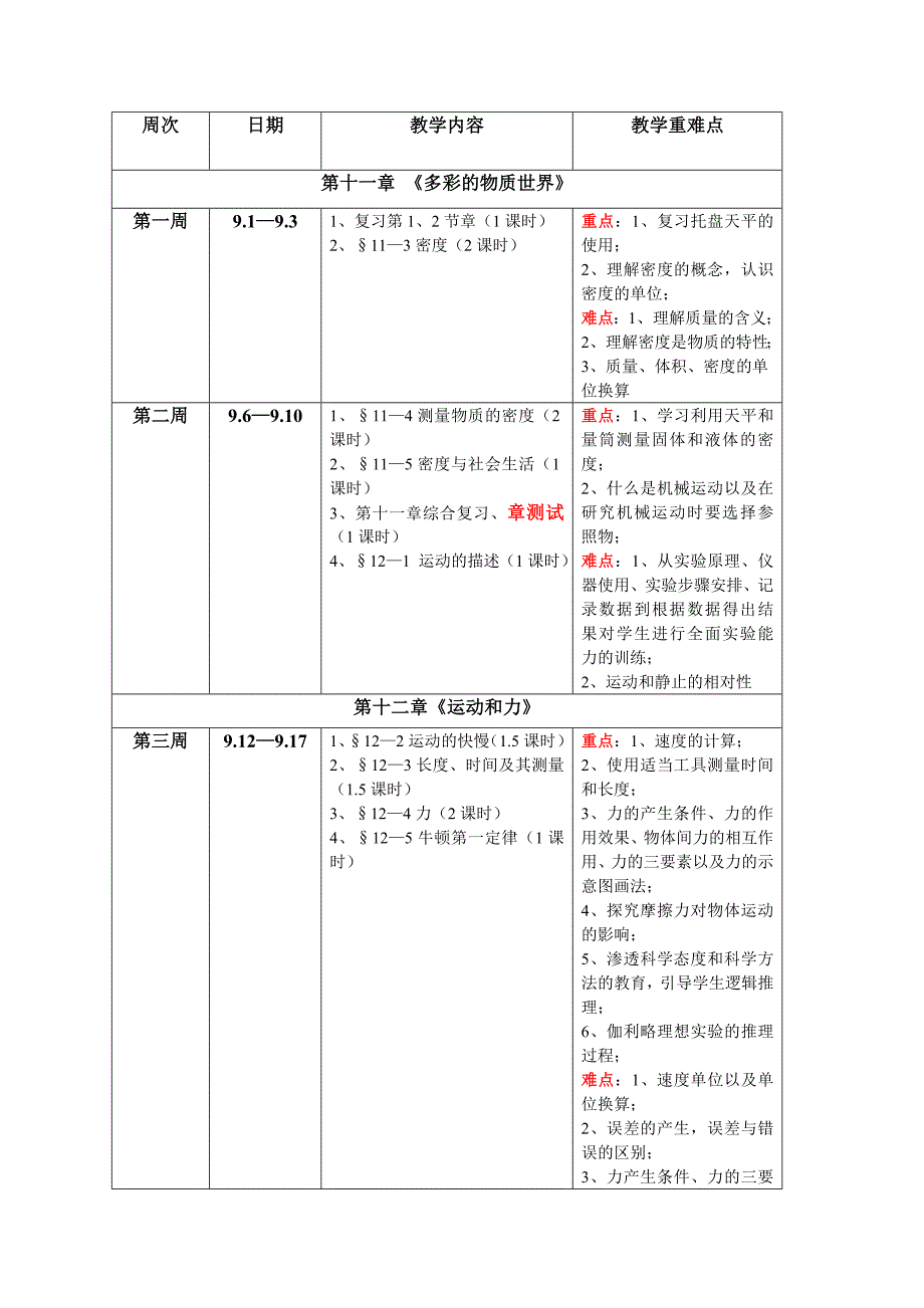 初三物理教学进度安排_第1页