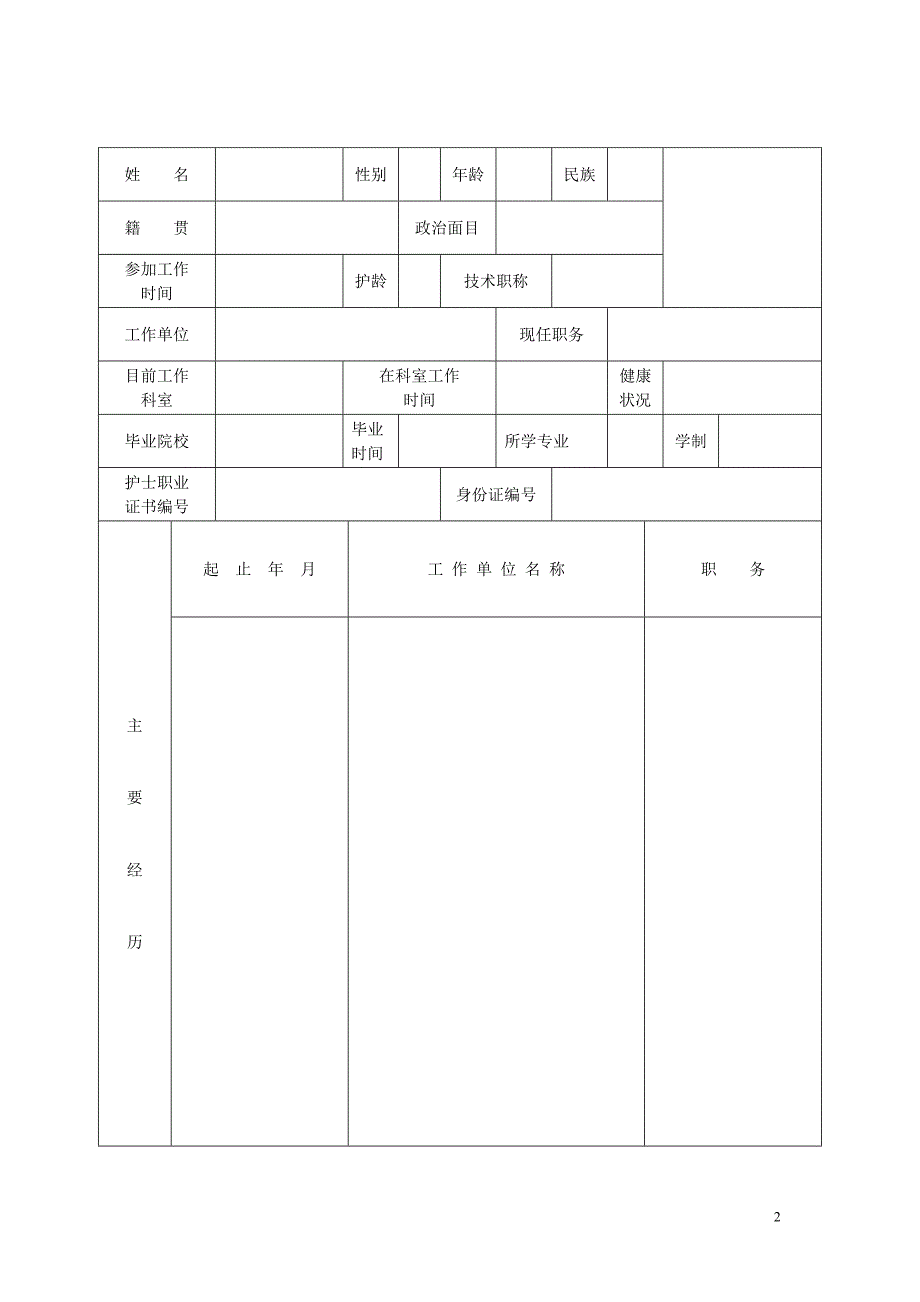 河北医科大学第二医院进修护士申请表.doc_第2页