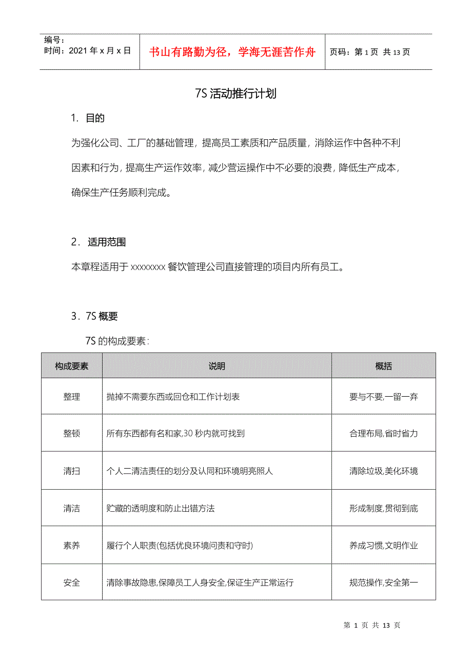 7S活动推行计划_第1页