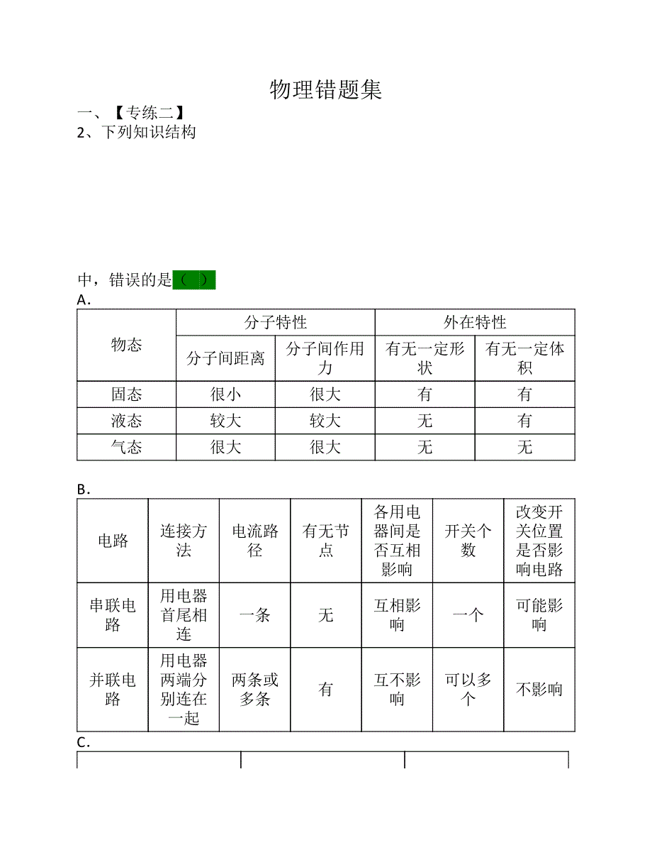 初三物理易错题汇编.pdf_第1页