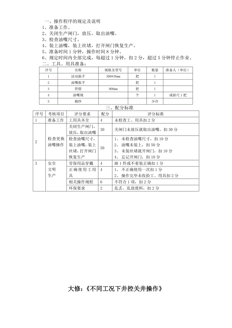 井下公司作业工技术比赛项目及细则_第4页