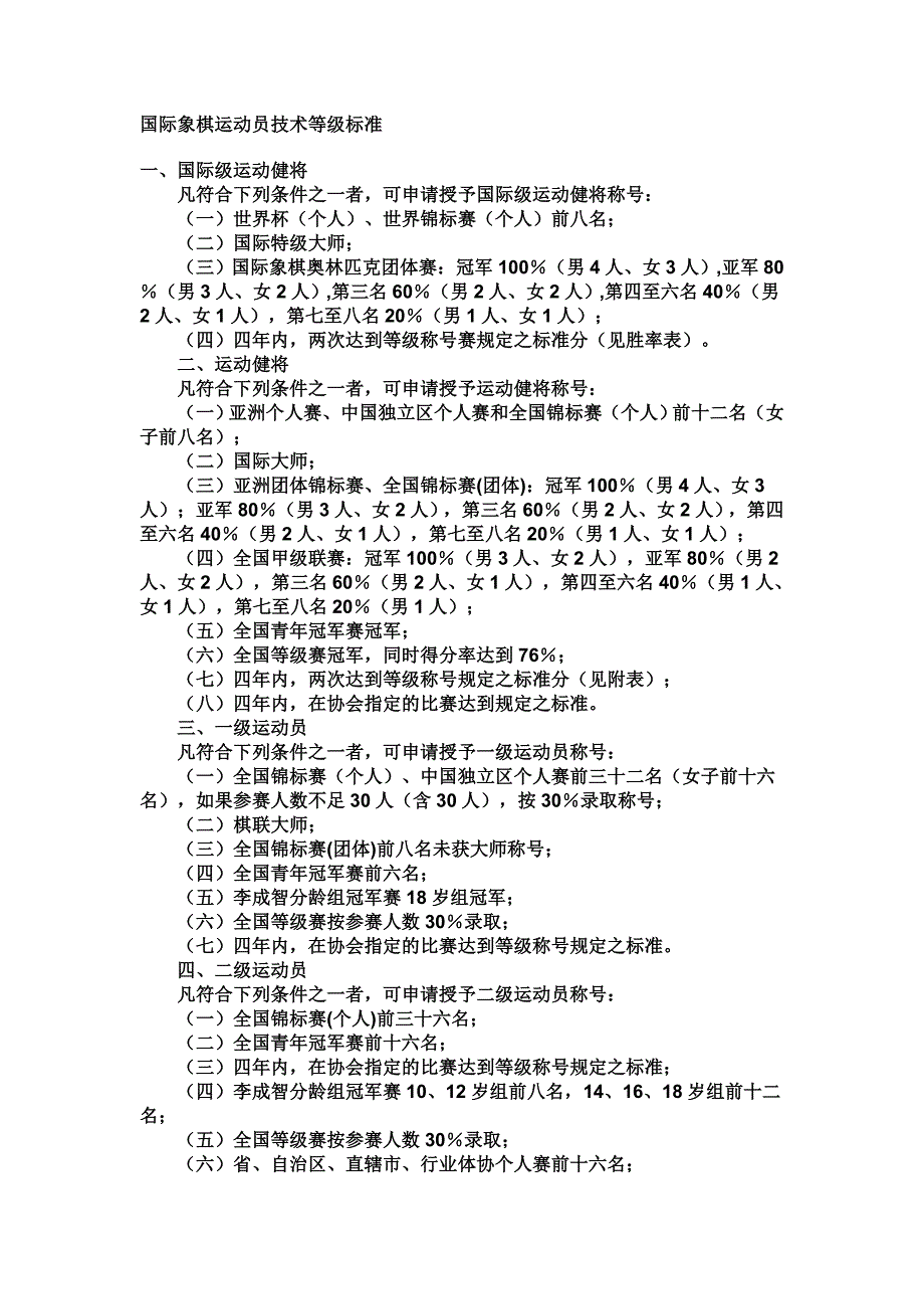 国际象棋运动员技术等级标准_第1页