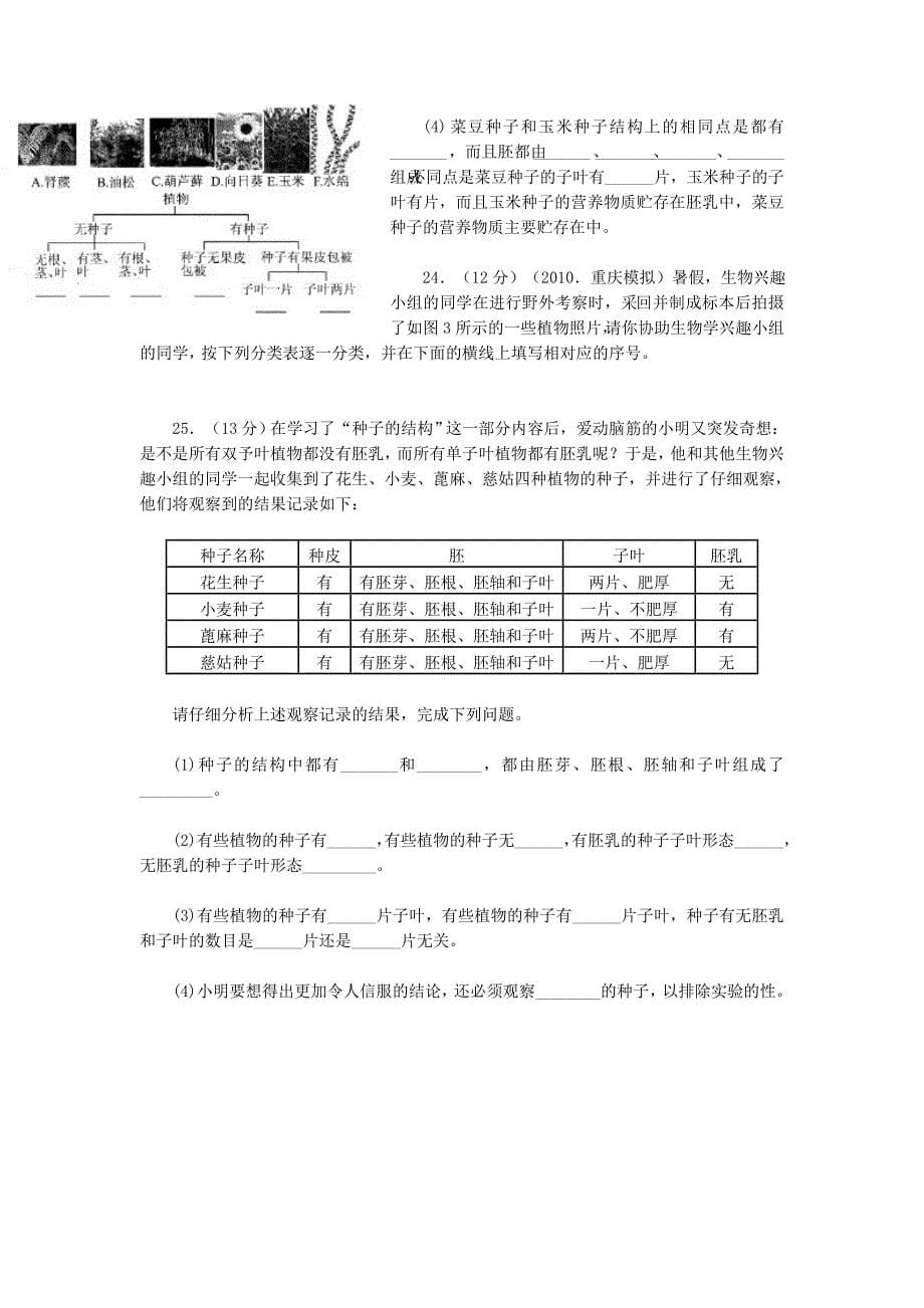 生物学七年级上册第三单元第一章测试卷.doc_第5页