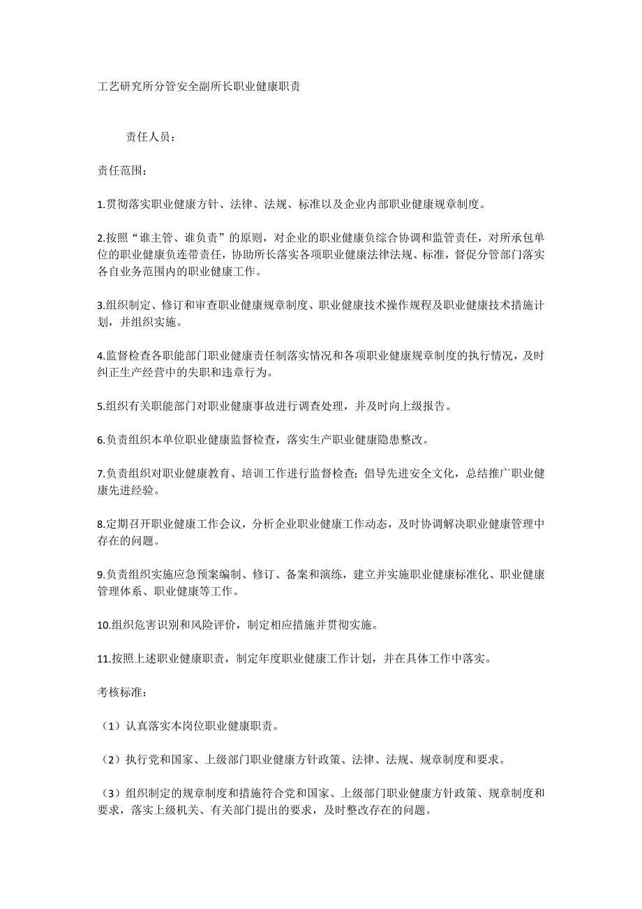 工艺研究所分管安全副所长职业健康职责_第1页