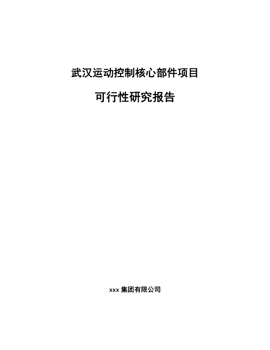 武汉运动控制核心部件项目可行性研究报告_第1页