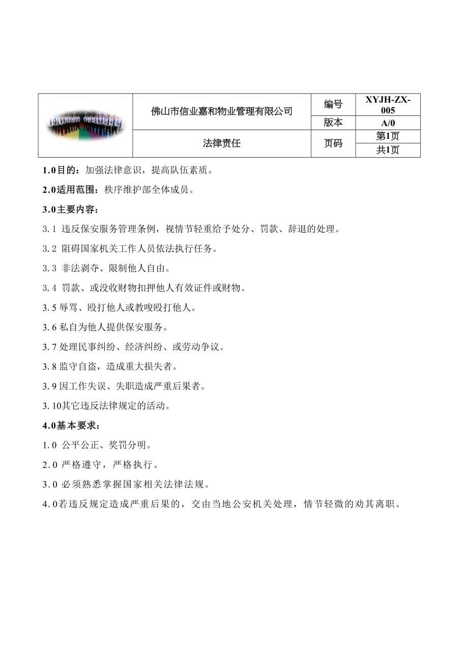 物业保安工作标准手册完整版_第5页