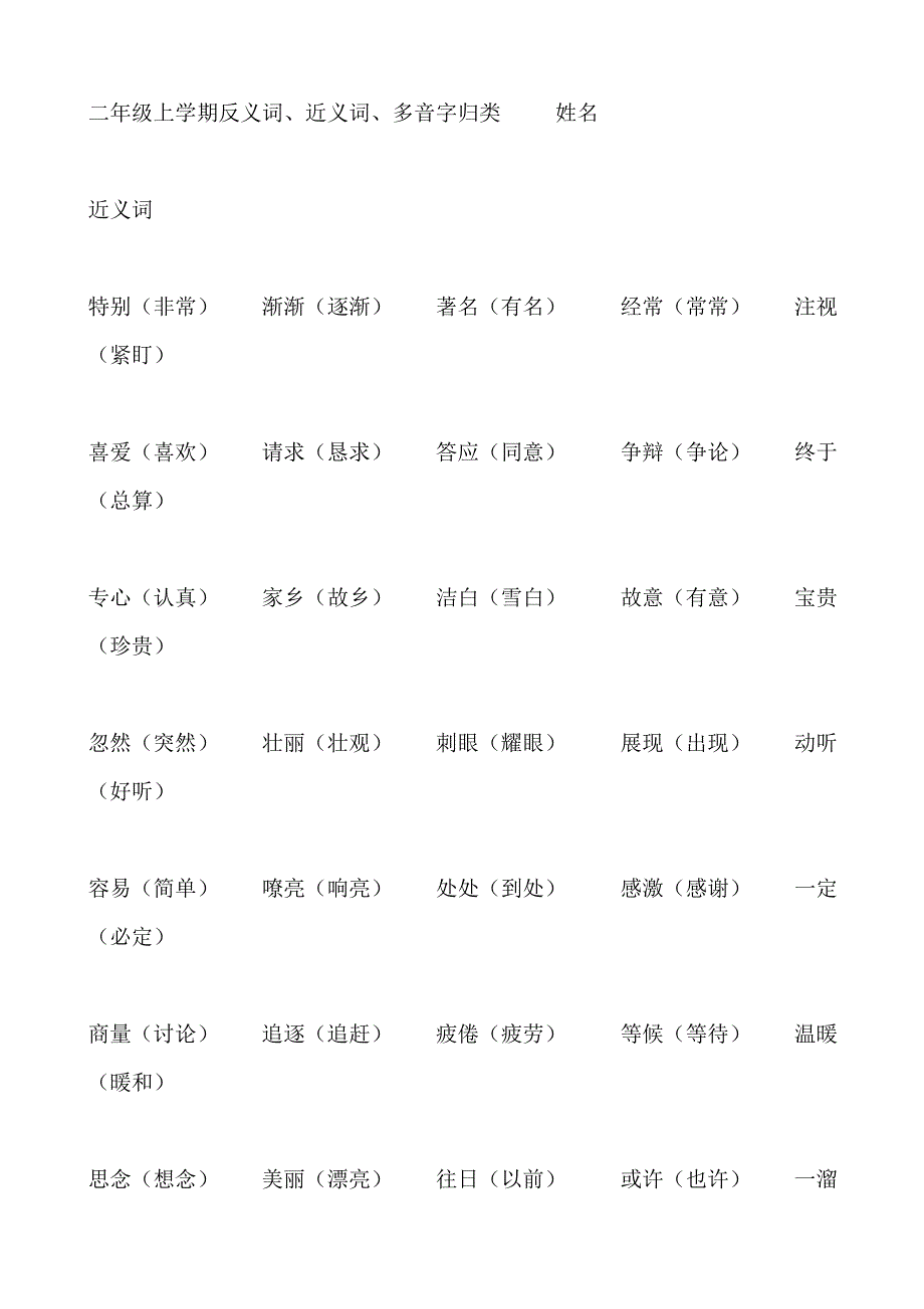 二年级语文苏教版上册反义词_第1页