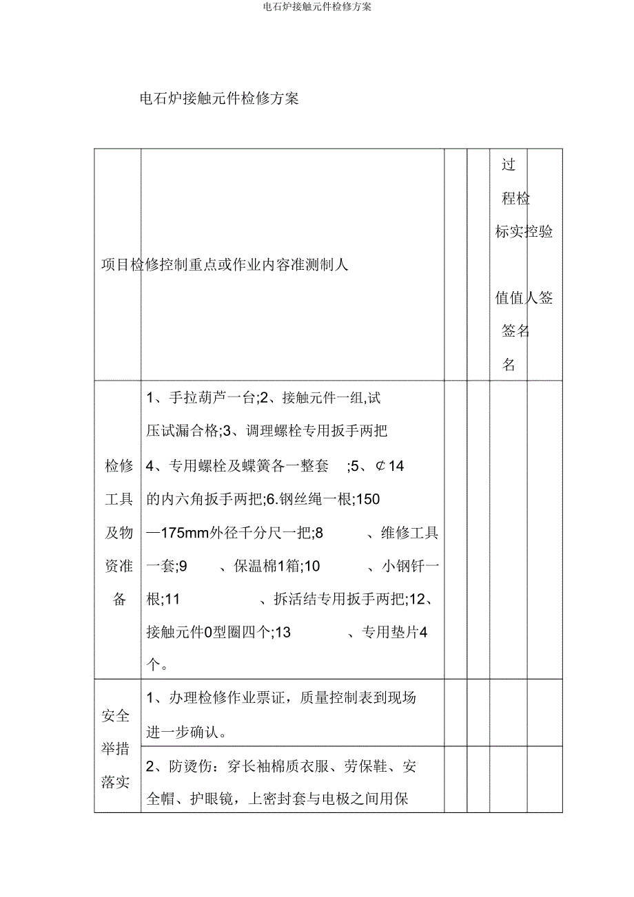 电石炉接触元件检修方案.doc_第1页