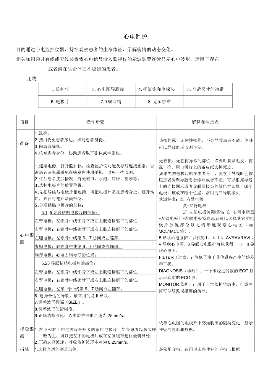 心电监护操作标准_第1页