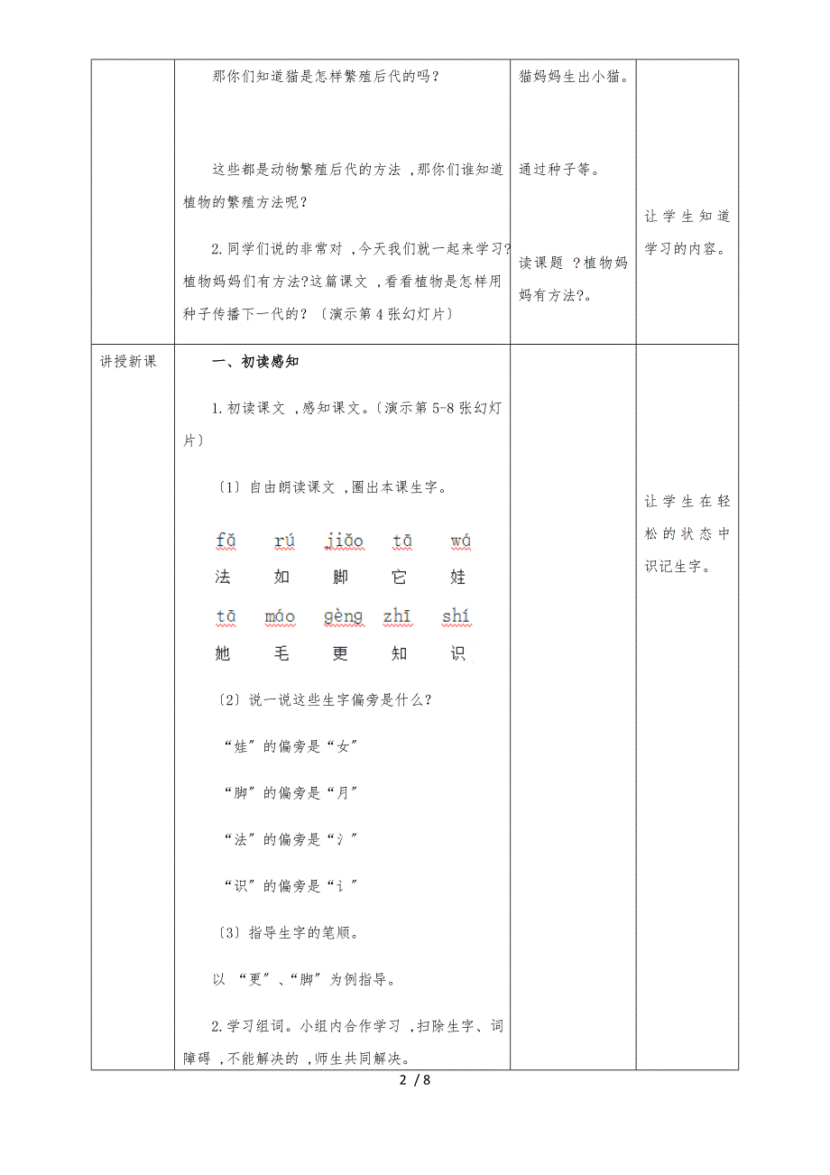 二年级上册语文教案1.3《植物妈妈有办法》∣人教新课标_第2页