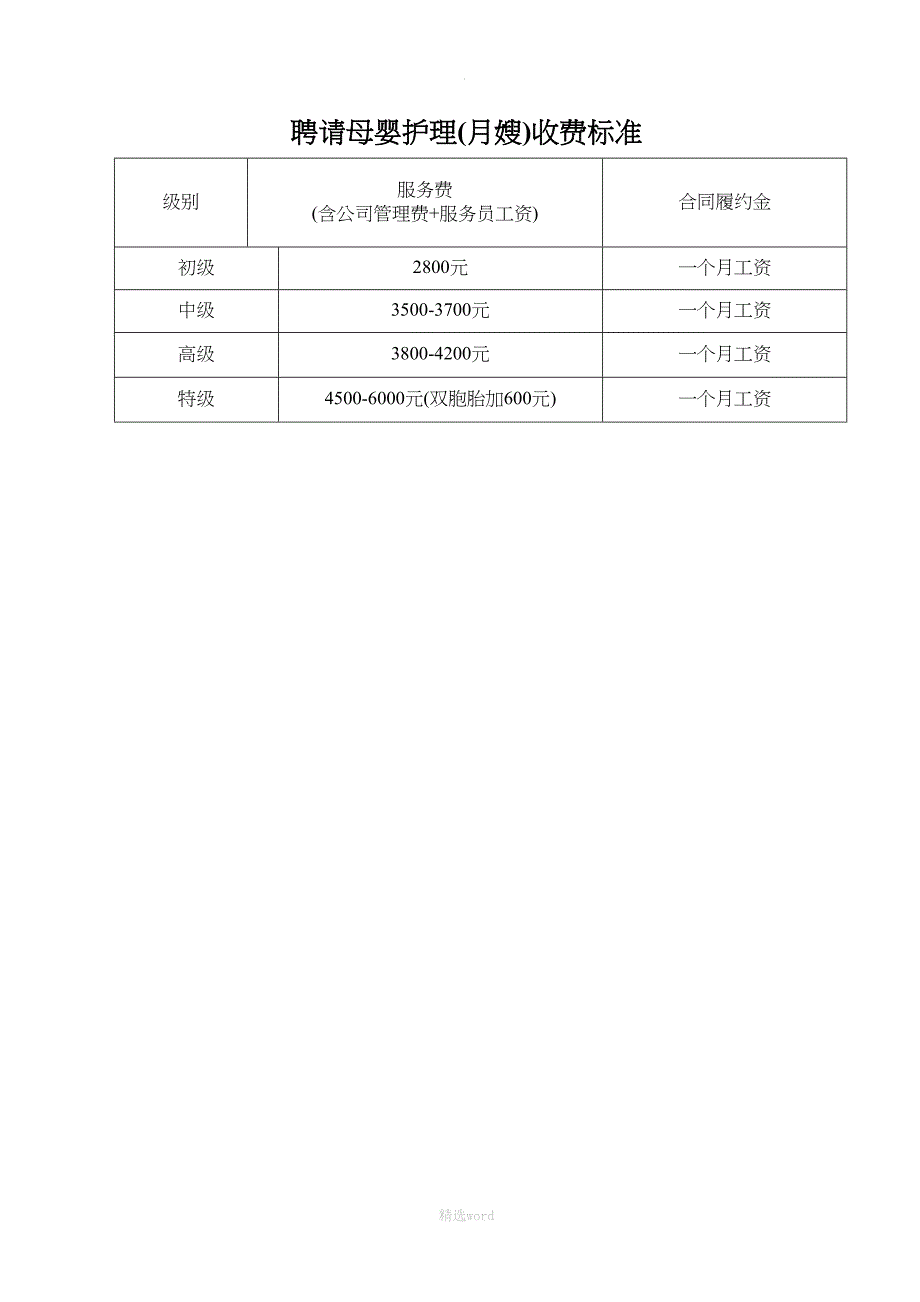 家政公司全套收费标准(DOC 6页)_第2页