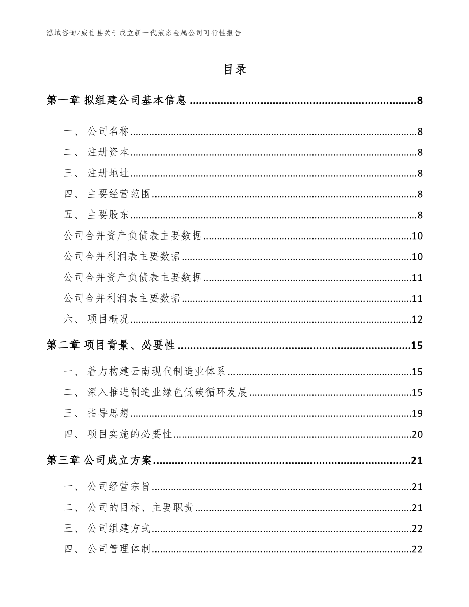 威信县关于成立新一代液态金属公司可行性报告范文_第2页