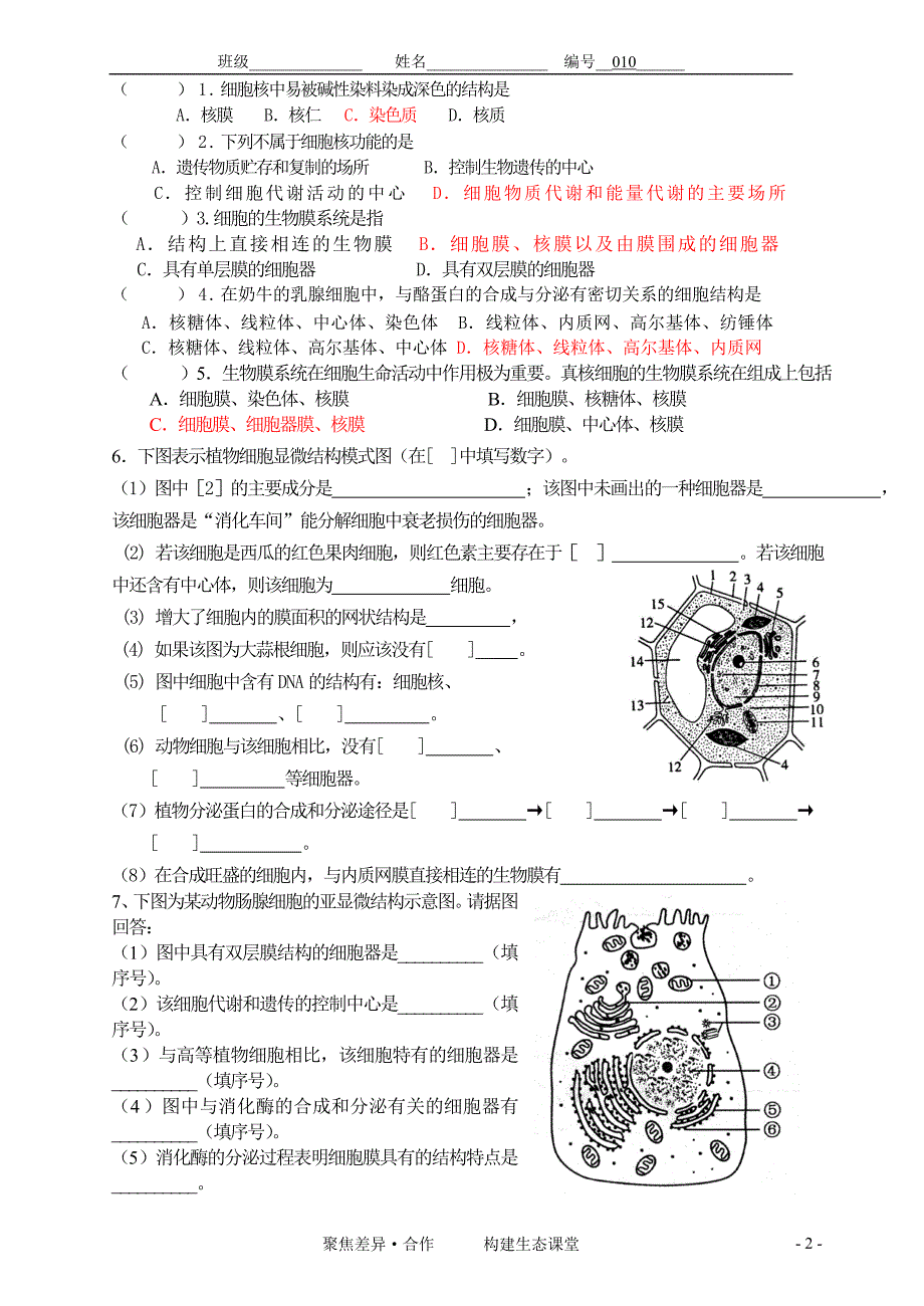 010生物膜系统导学案_第2页