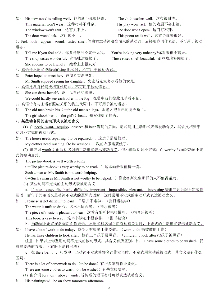 初三英语中考被动语态专项复习_第2页