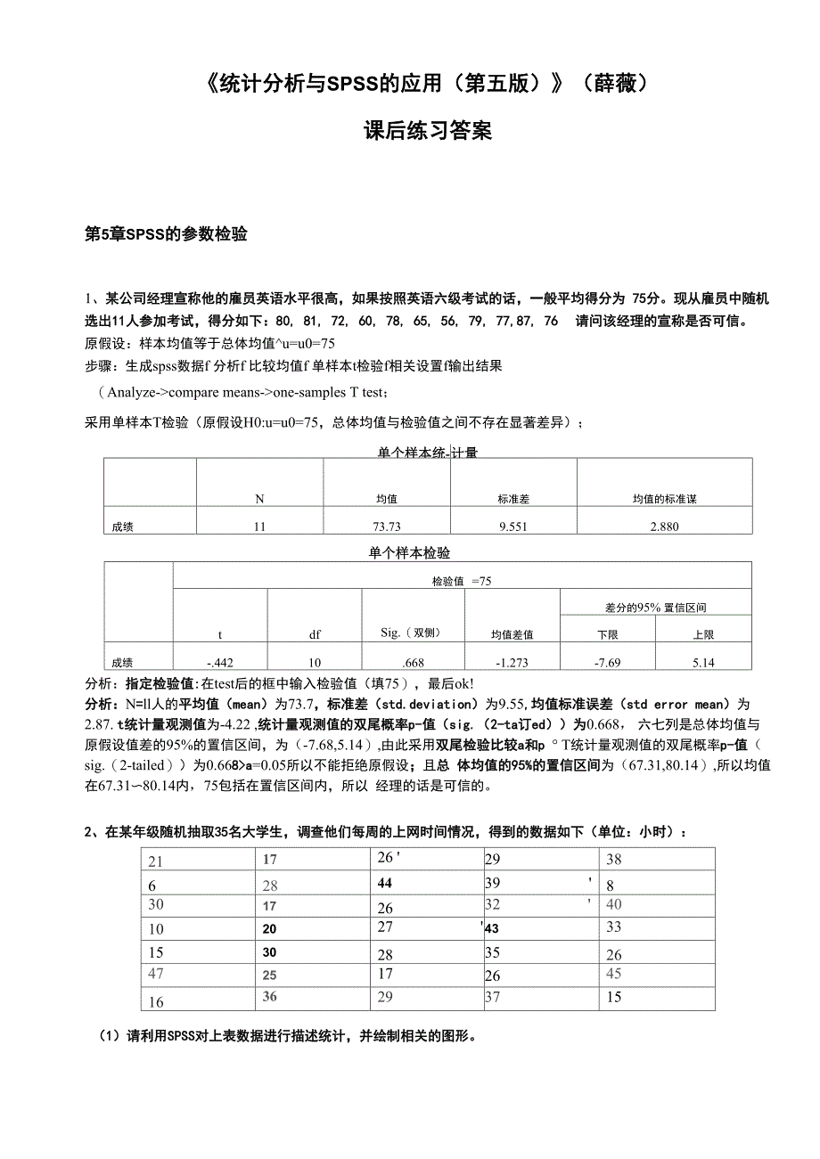 《统计分析及SPSS的应用》课后练习答案解析(第5章)_第1页